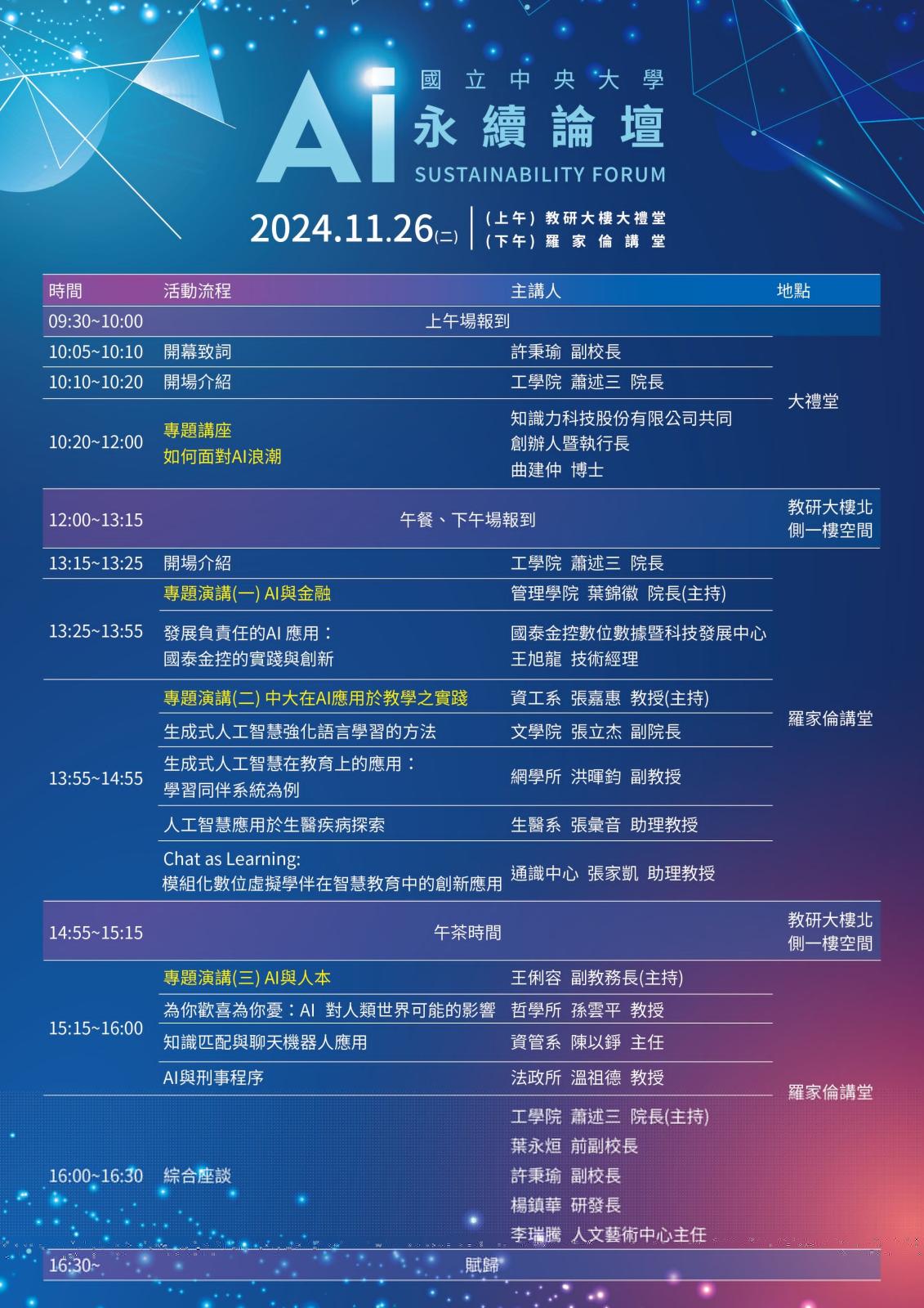 〔活動公告〕國立中央大學AI永續論壇